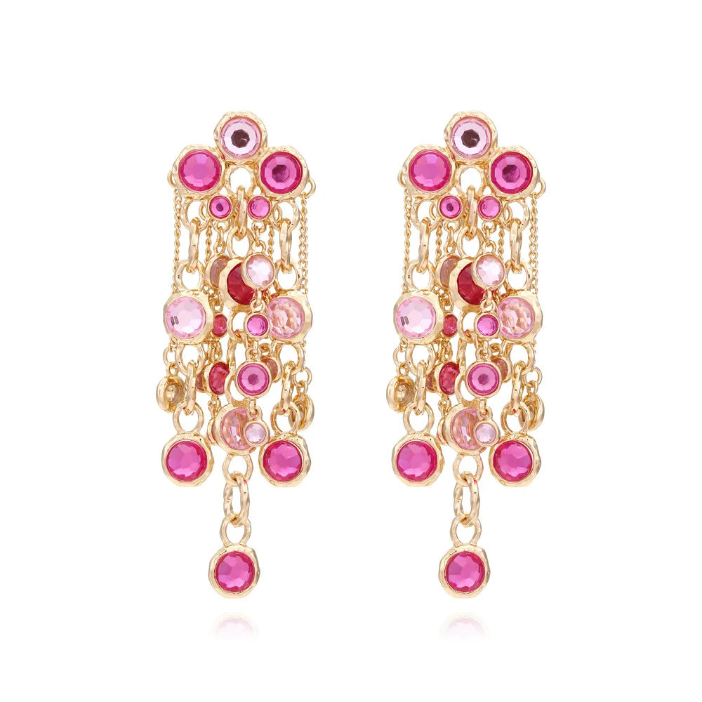 Pendientes Largos Vintage de Cristal de Imitación con Borlas — Joyería de Fiesta