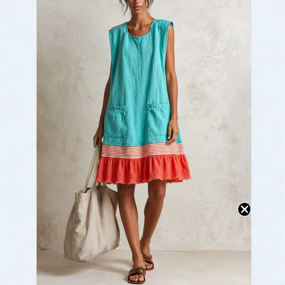 Vestido Largo Ajustado con Volantes y Escote en U Estilo Vacaciones