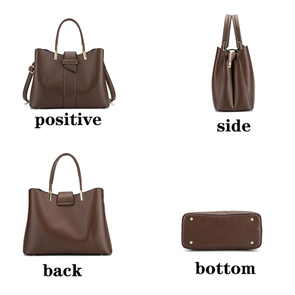 Bolso Messenger de Piel PU Color Sólido Estilo Retro Mujer