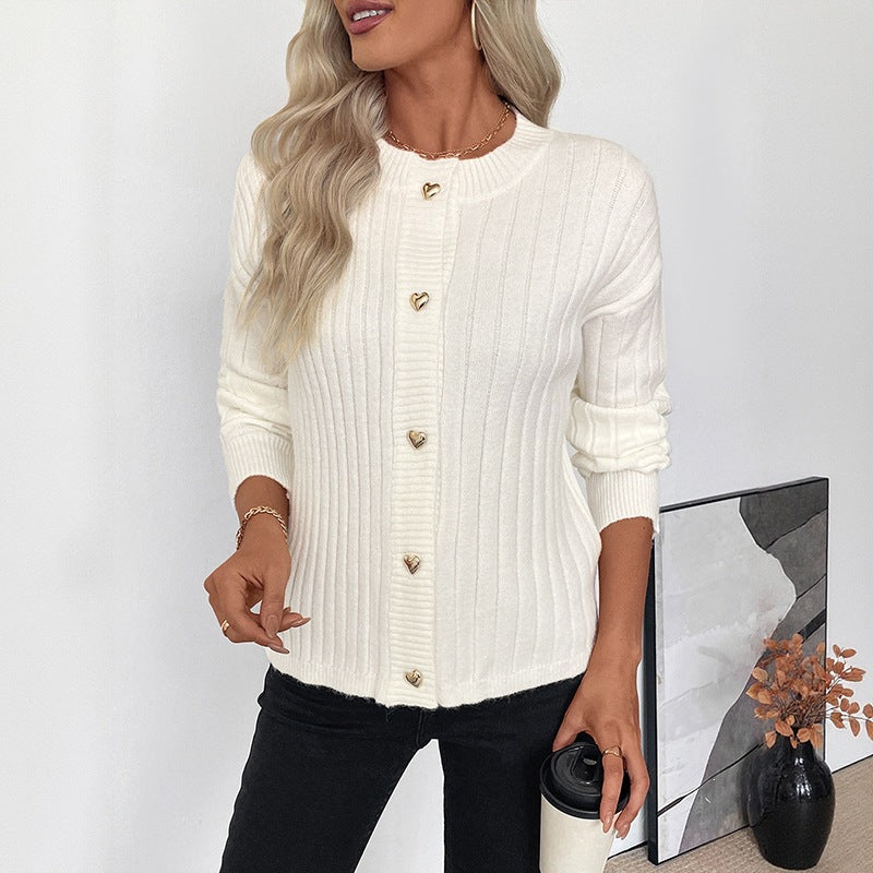 Cárdigan de Punto Liso Elegante — Chaqueta Estilo Oficina para Mujer