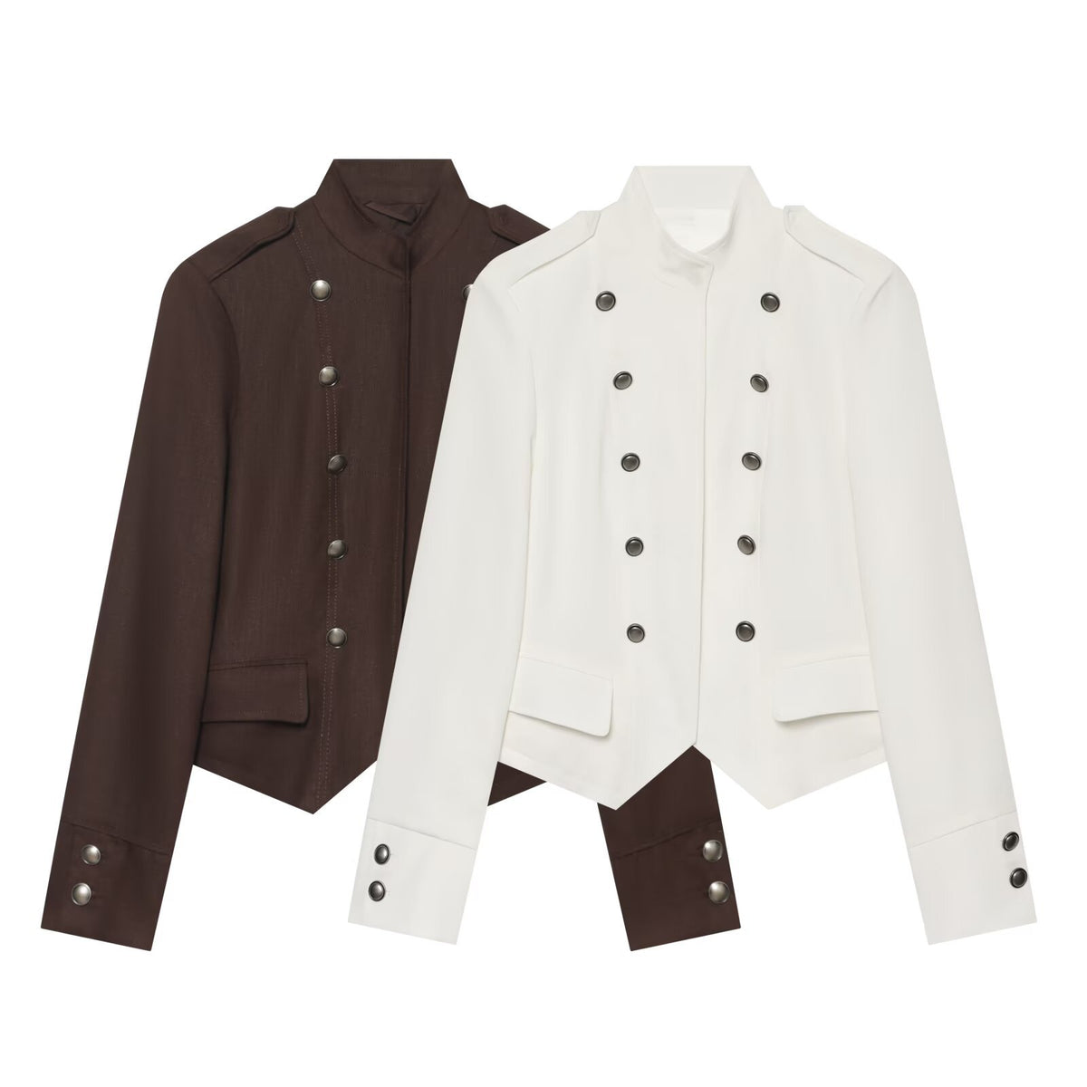 Chaqueta de Doble Botonadura con Cuello Mao