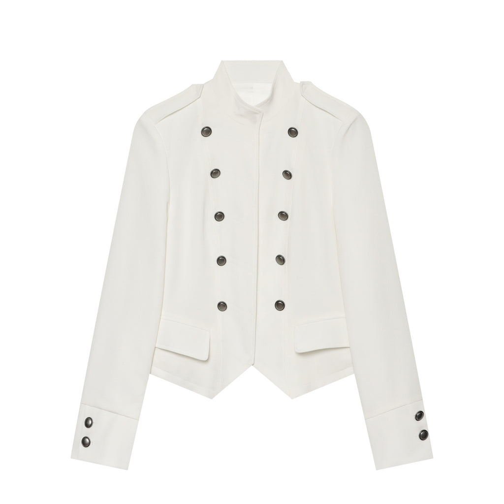 Chaqueta de Doble Botonadura con Cuello Mao