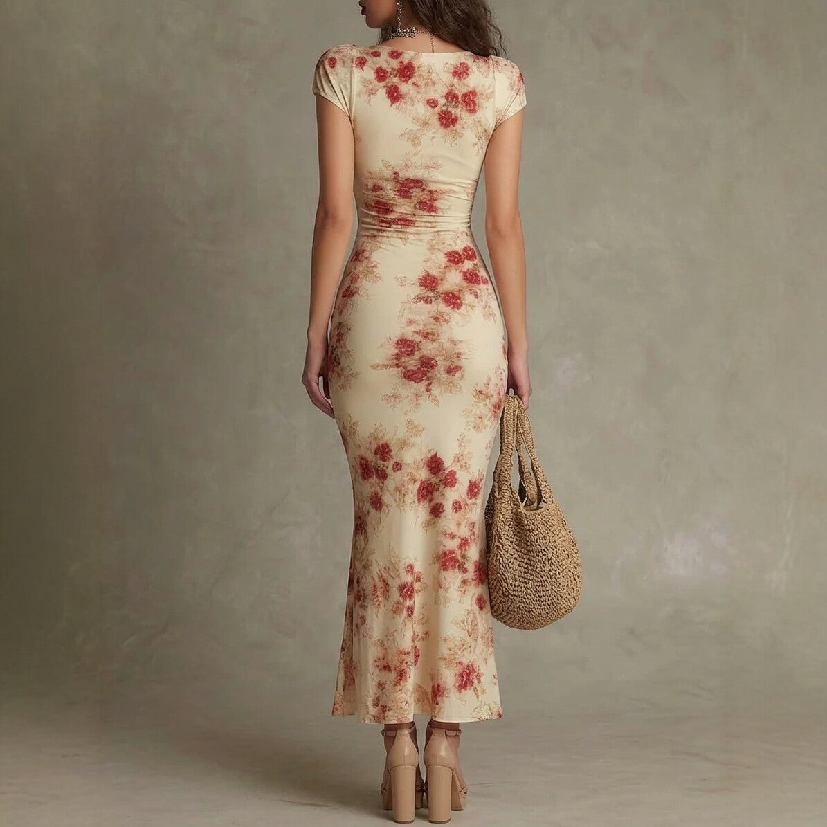 Vestido Largo Bodycon Estampado Vintage para Noche y Eventos