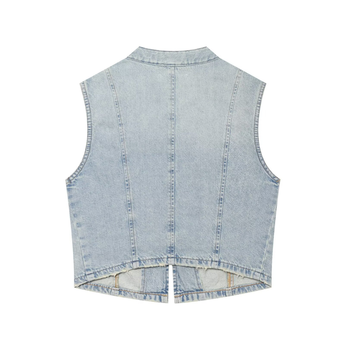 Chaleco Vaquero con Cuello Mao y Botones de Nudo para Mujer