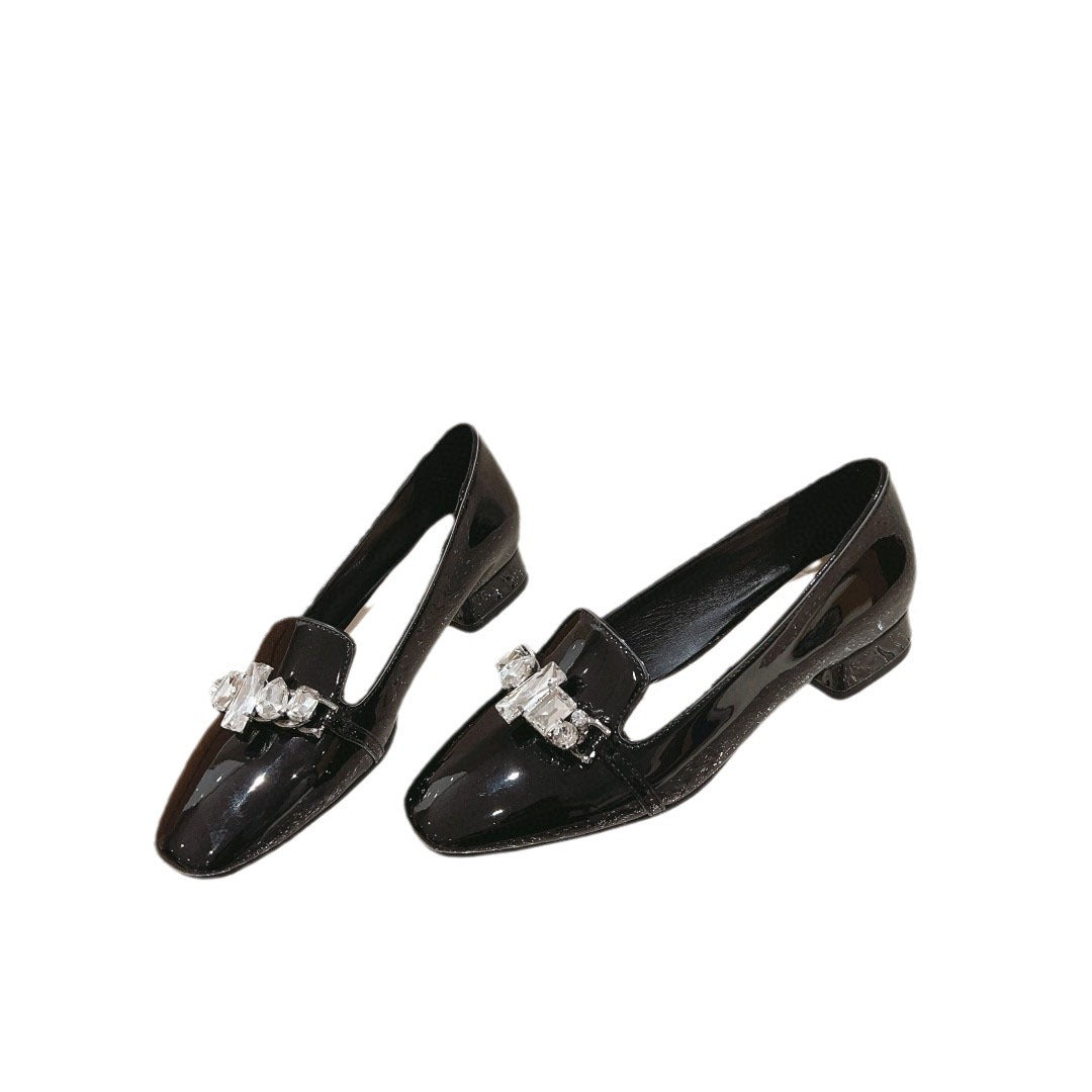 Zapatos de mujer con lentejuelas, punta redonda y tacón ancho