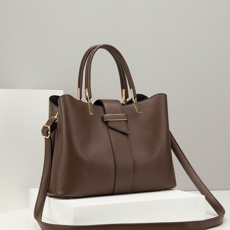Bolso Messenger de Piel PU Color Sólido Estilo Retro Mujer