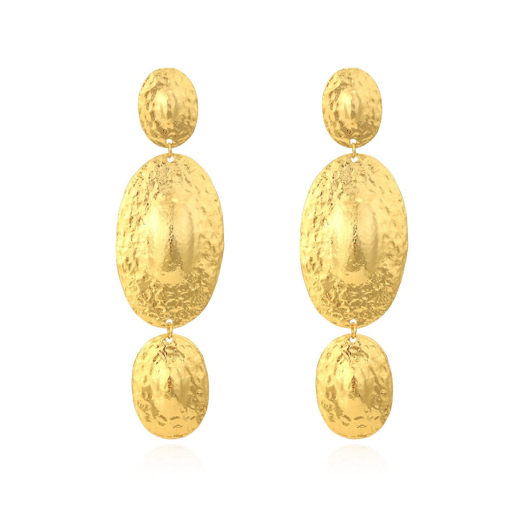 Pendientes Largos Vintage Ovalados en Dorado