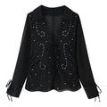 POLO collar tied long sleeved shirt