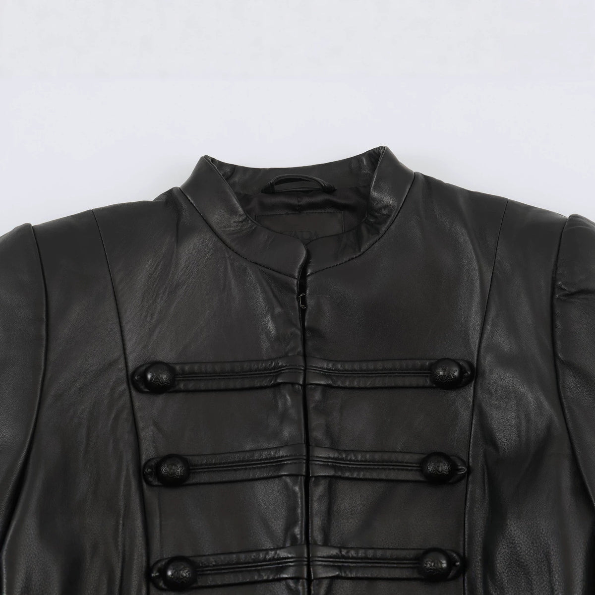 Chaqueta Efecto Piel con Cuello Mao para Mujer