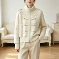 Stand up collar zipper cardigan sweater