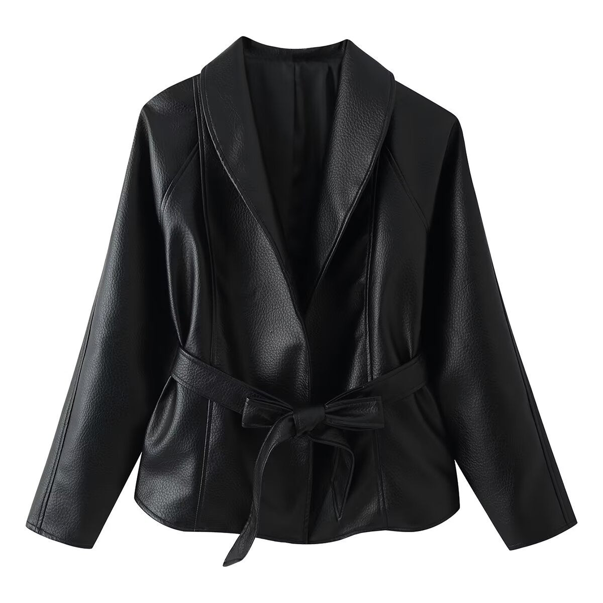 Chaqueta con Cinturón y Cuello Destacado