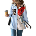 Camisa Casual con Estampado de Rayas y Patchwork para Mujer