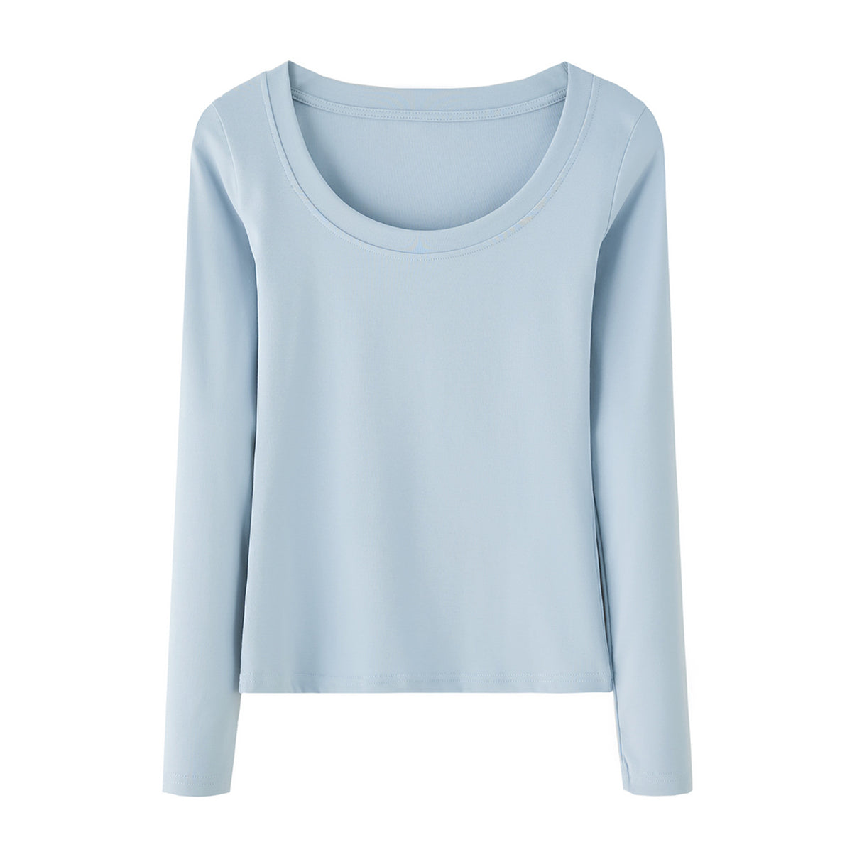 Camiseta de Manga Larga con Cuello U Amplio para Mujer