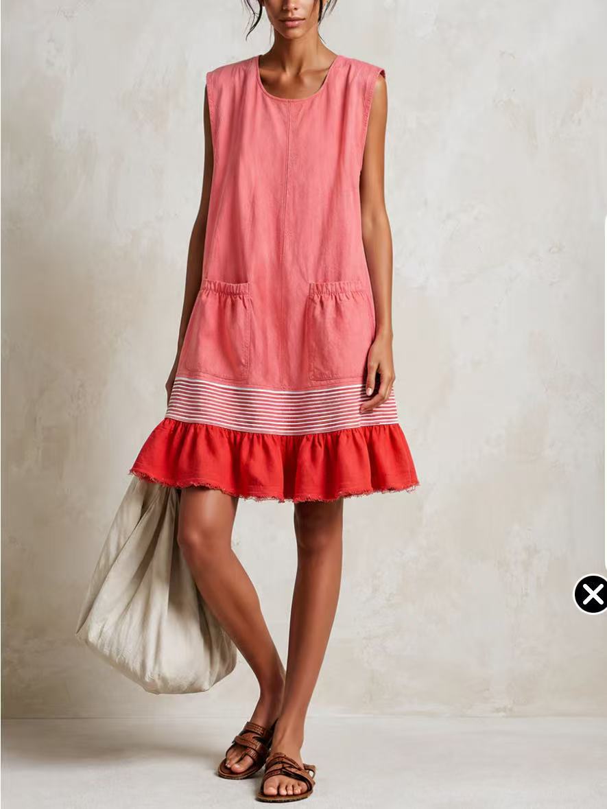 Vestido Largo Ajustado con Volantes y Escote en U Estilo Vacaciones