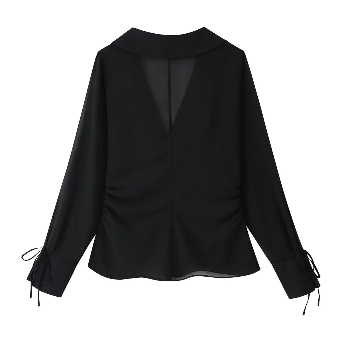 POLO collar tied long sleeved shirt