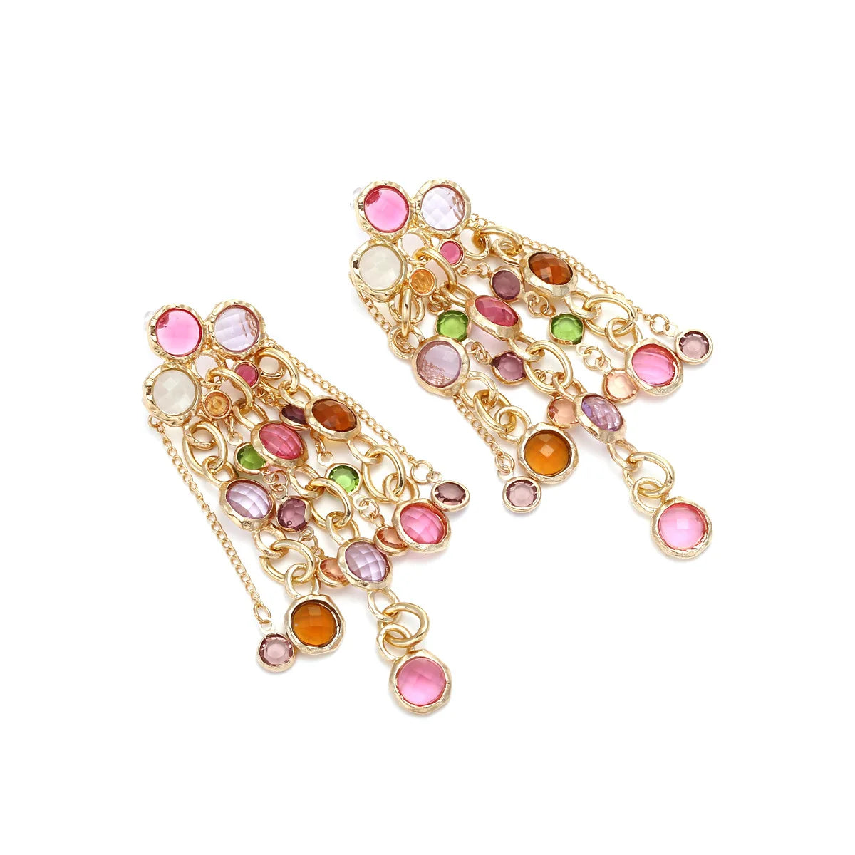 Pendientes Largos Vintage de Cristal de Imitación con Borlas — Joyería de Fiesta