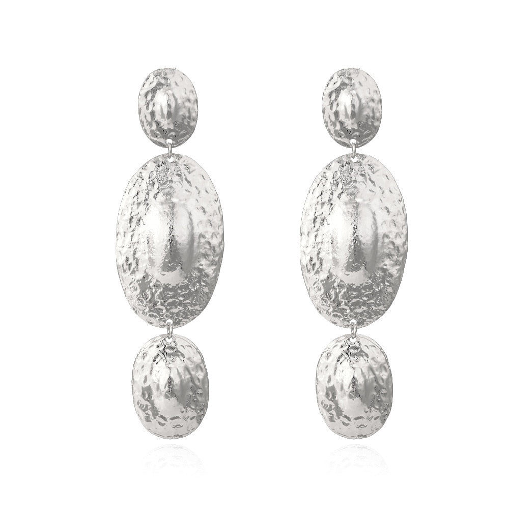 Pendientes Largos Vintage Ovalados en Dorado