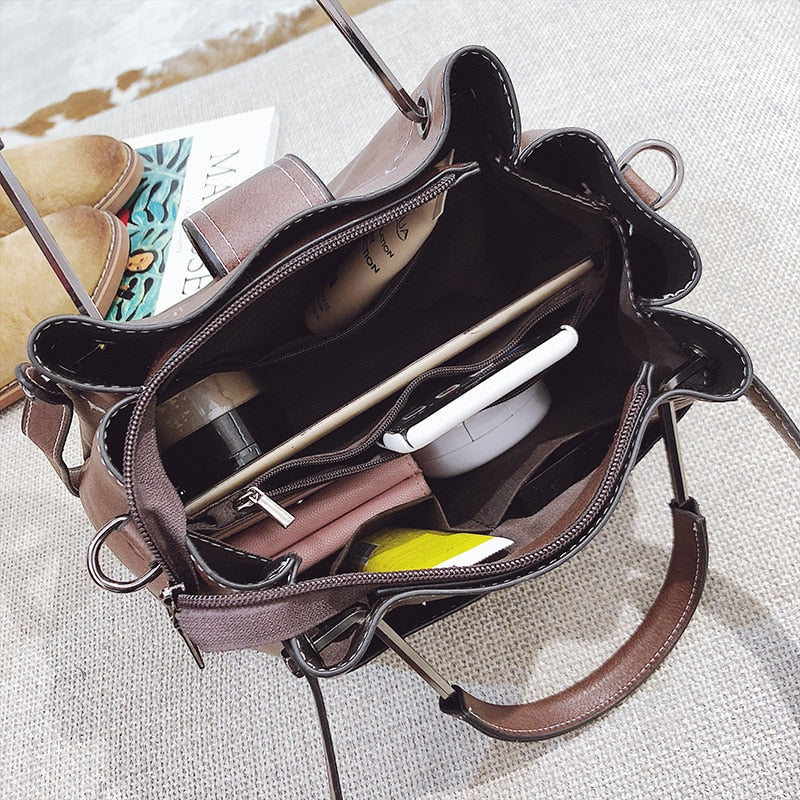 Bolso Tote Grande de Cuero — Bolso de Hombro y Bandolera para Mujer