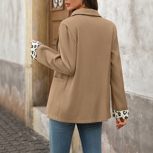 Blazer Vintage con Estampado Leopardo y Patchwork para Mujer