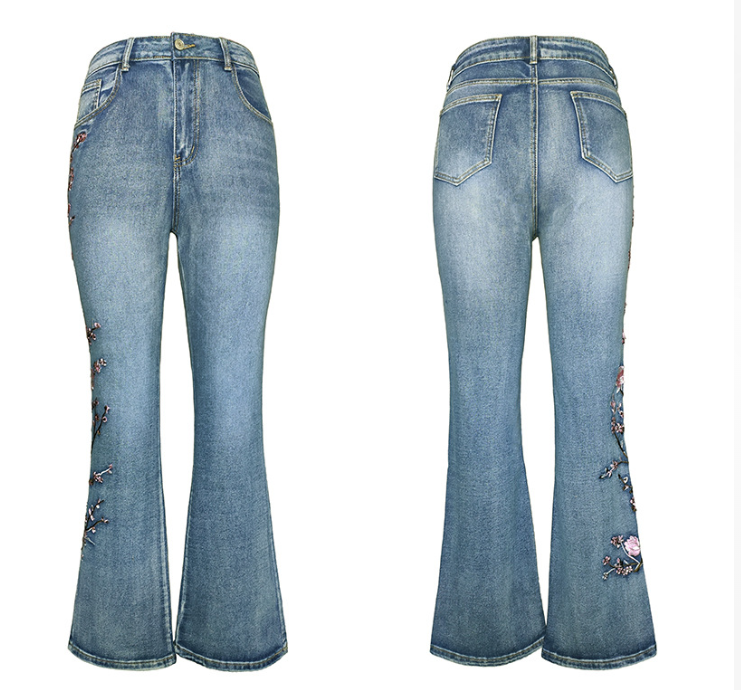 Pantalón Vaquero Acampanado Vintage Talle Alto Elástico Slim Fit