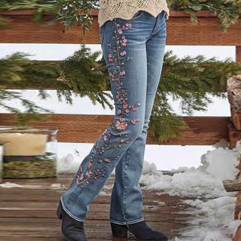 Pantalón Vaquero Acampanado Vintage Talle Alto Elástico Slim Fit