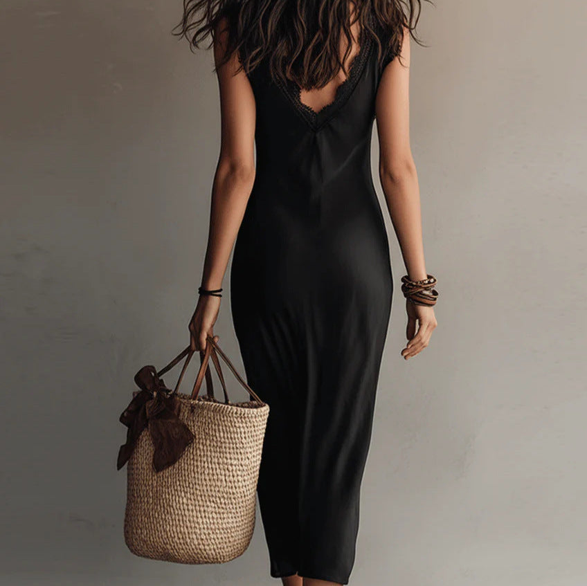 Vestido Maxi Halter Estampado Ajustado Estilo Vacaciones