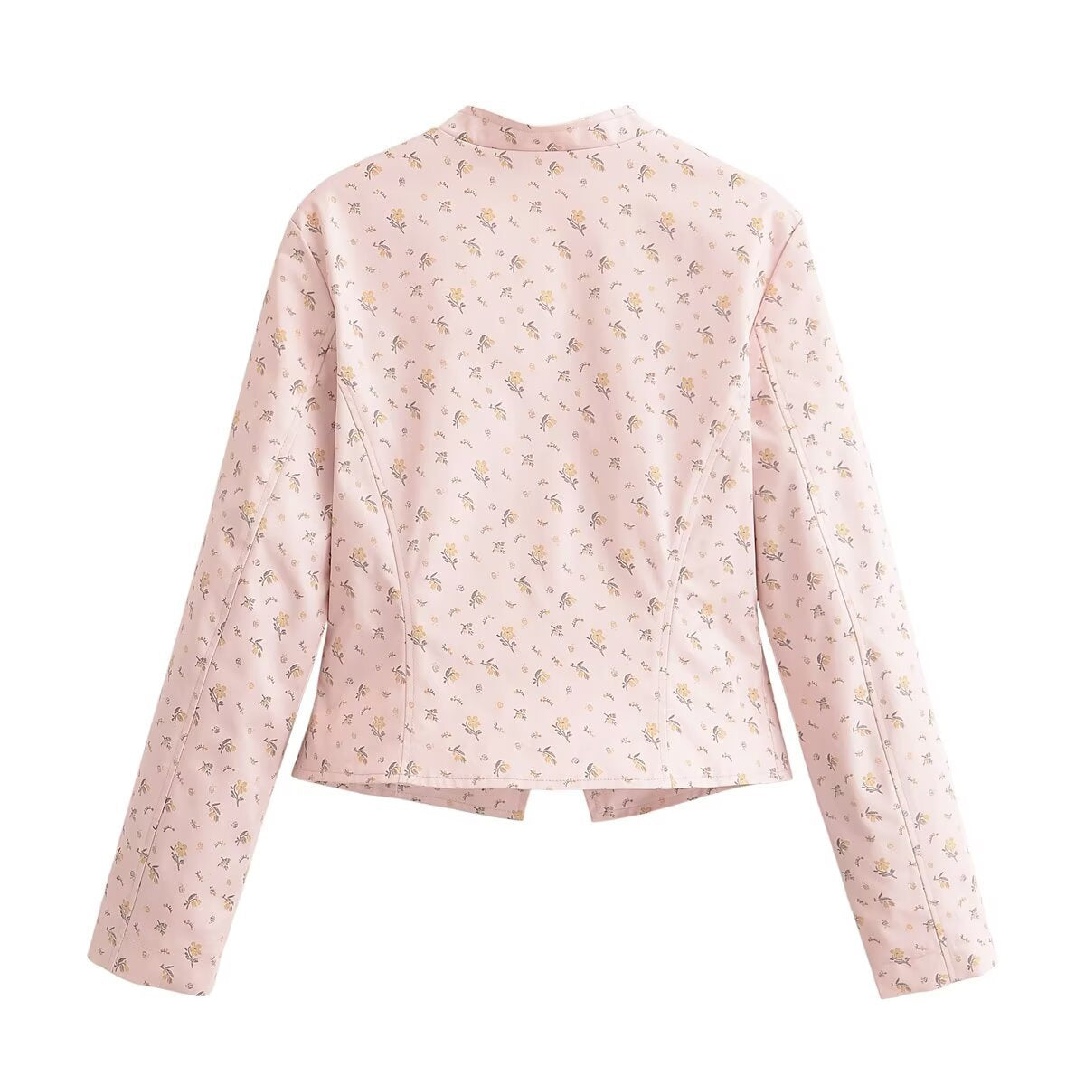 Chaqueta con Estampado Floral Pequeño y Botones de Nudo Decorativos