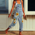 Pantalón Largo Recto con Estampado y Tirantes Sin Mangas Efecto Adelgazante