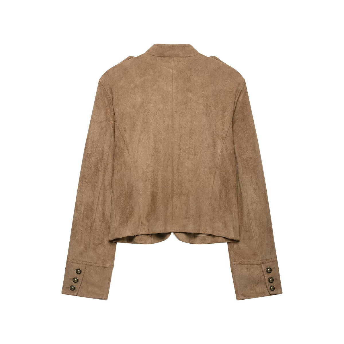 Chaqueta de Textura Ante con Cremallera y Botones de Nudo y Cordón