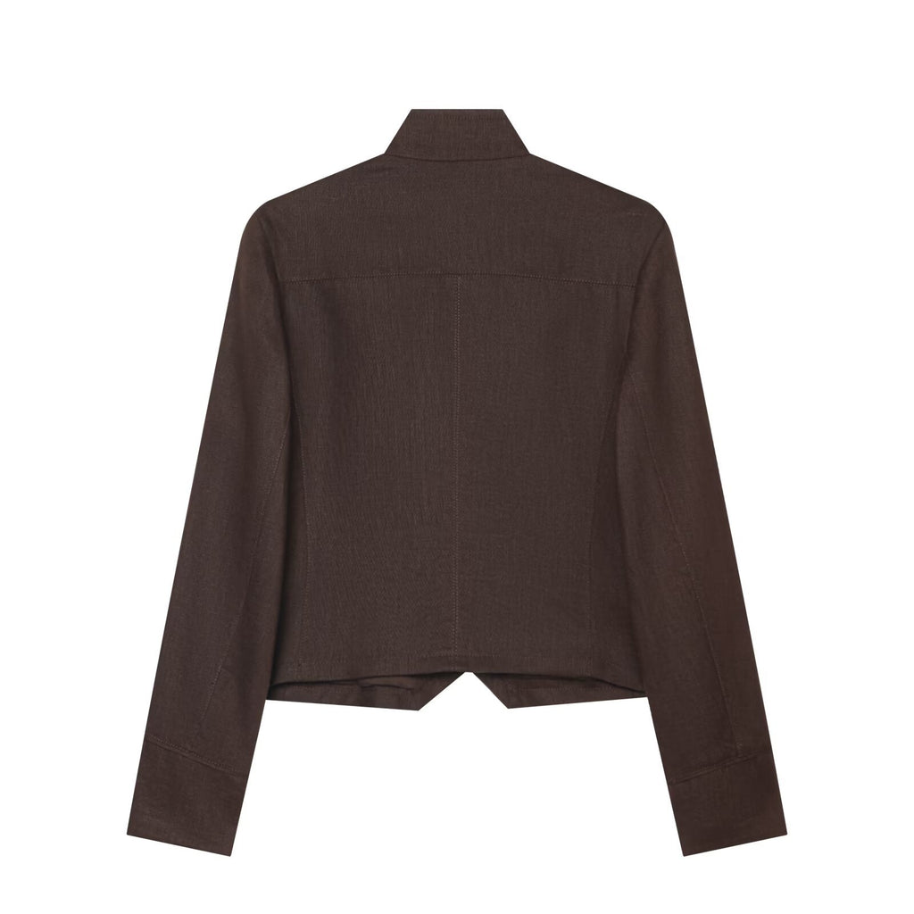 Chaqueta de Doble Botonadura con Cuello Mao