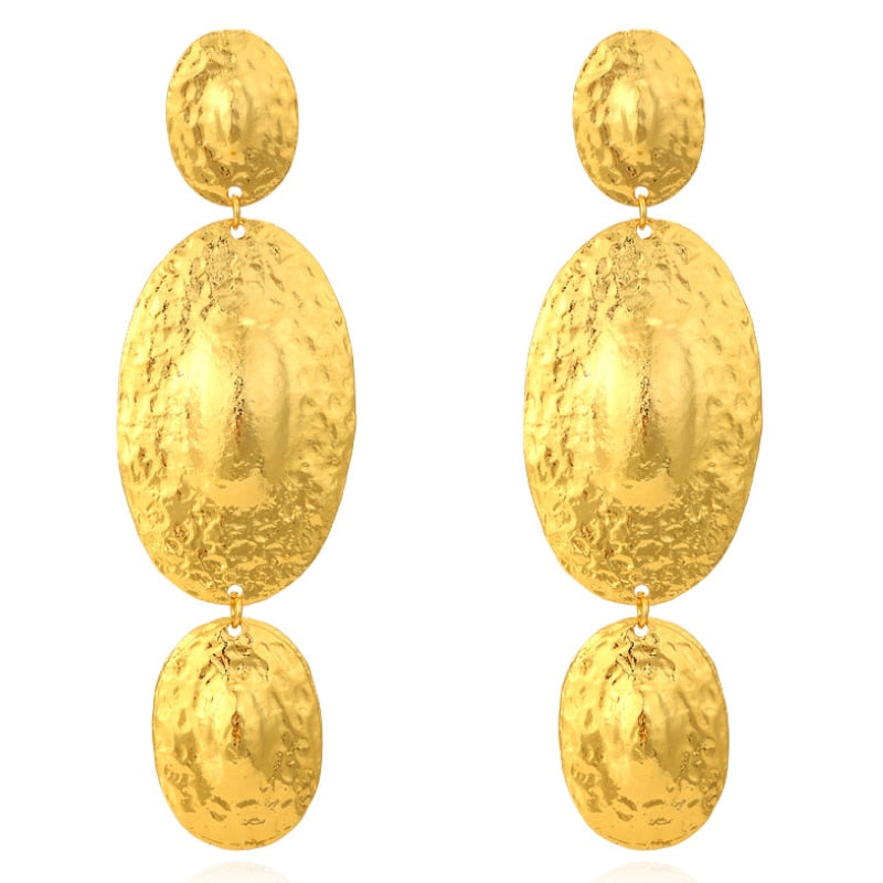 Pendientes Largos Vintage Ovalados en Dorado