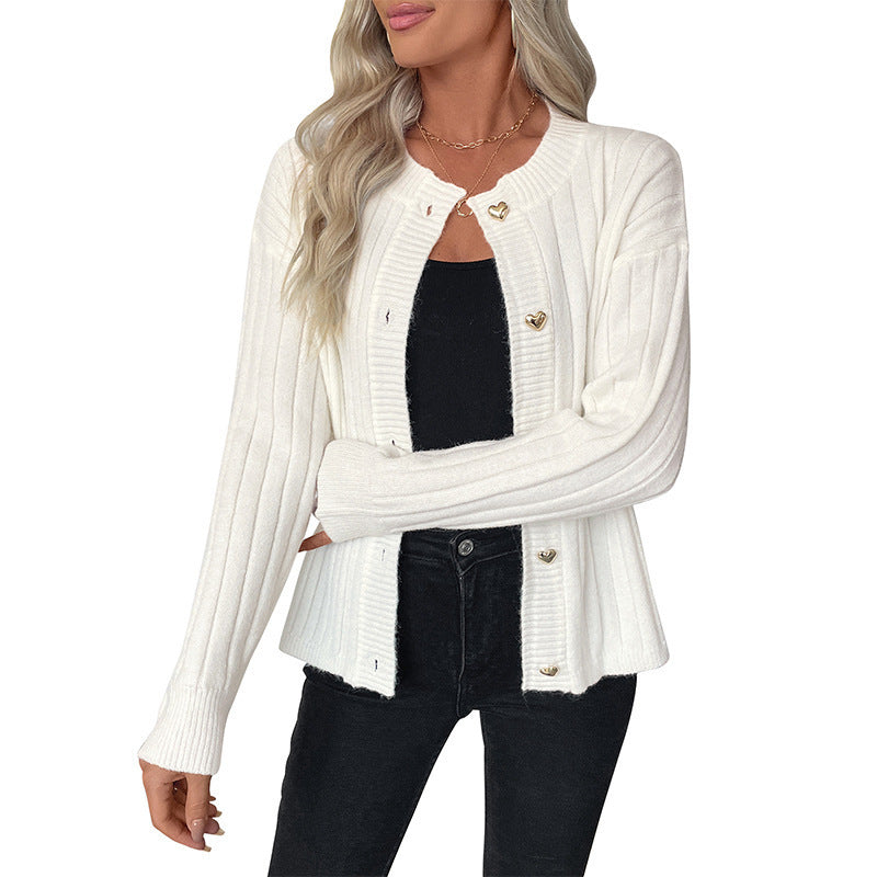 Cárdigan de Punto Liso Elegante — Chaqueta Estilo Oficina para Mujer
