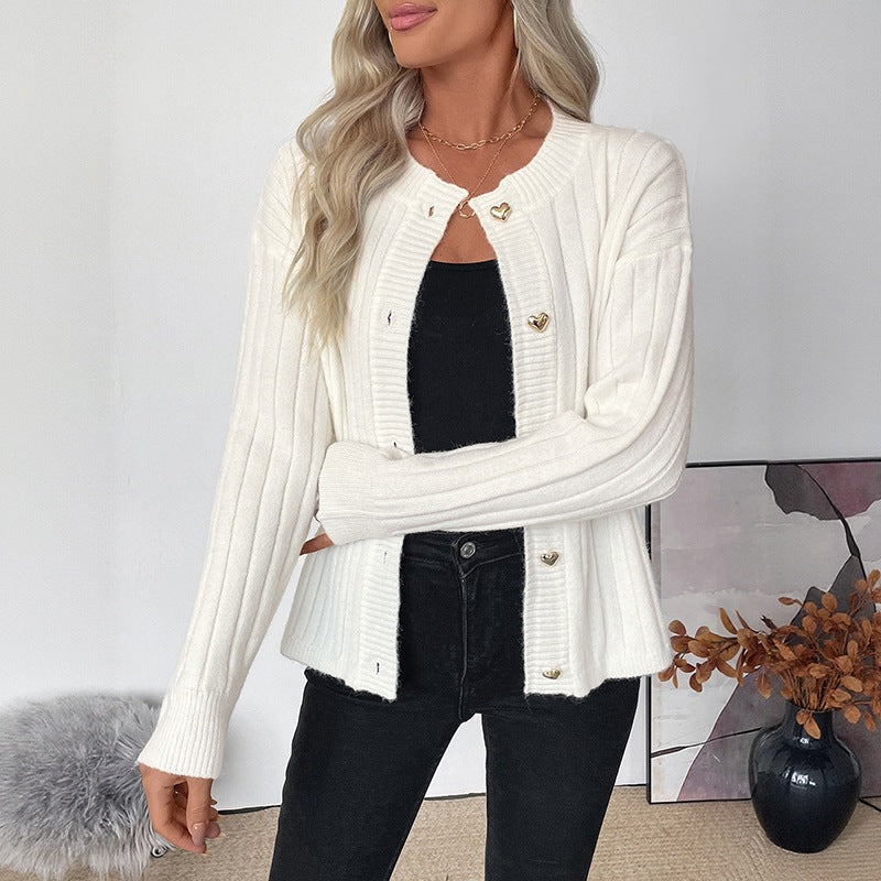 Cárdigan de Punto Liso Elegante — Chaqueta Estilo Oficina para Mujer