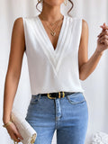 Top Camiseta sin Mangas con Escote en V y Capas Superpuestas