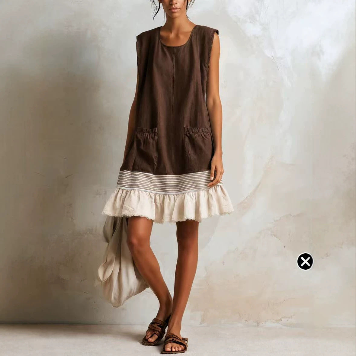 Vestido Largo Ajustado con Volantes y Escote en U Estilo Vacaciones