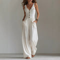 Mono Mujer Sin Mangas Cuello V con Bolsillos y Talle Alto