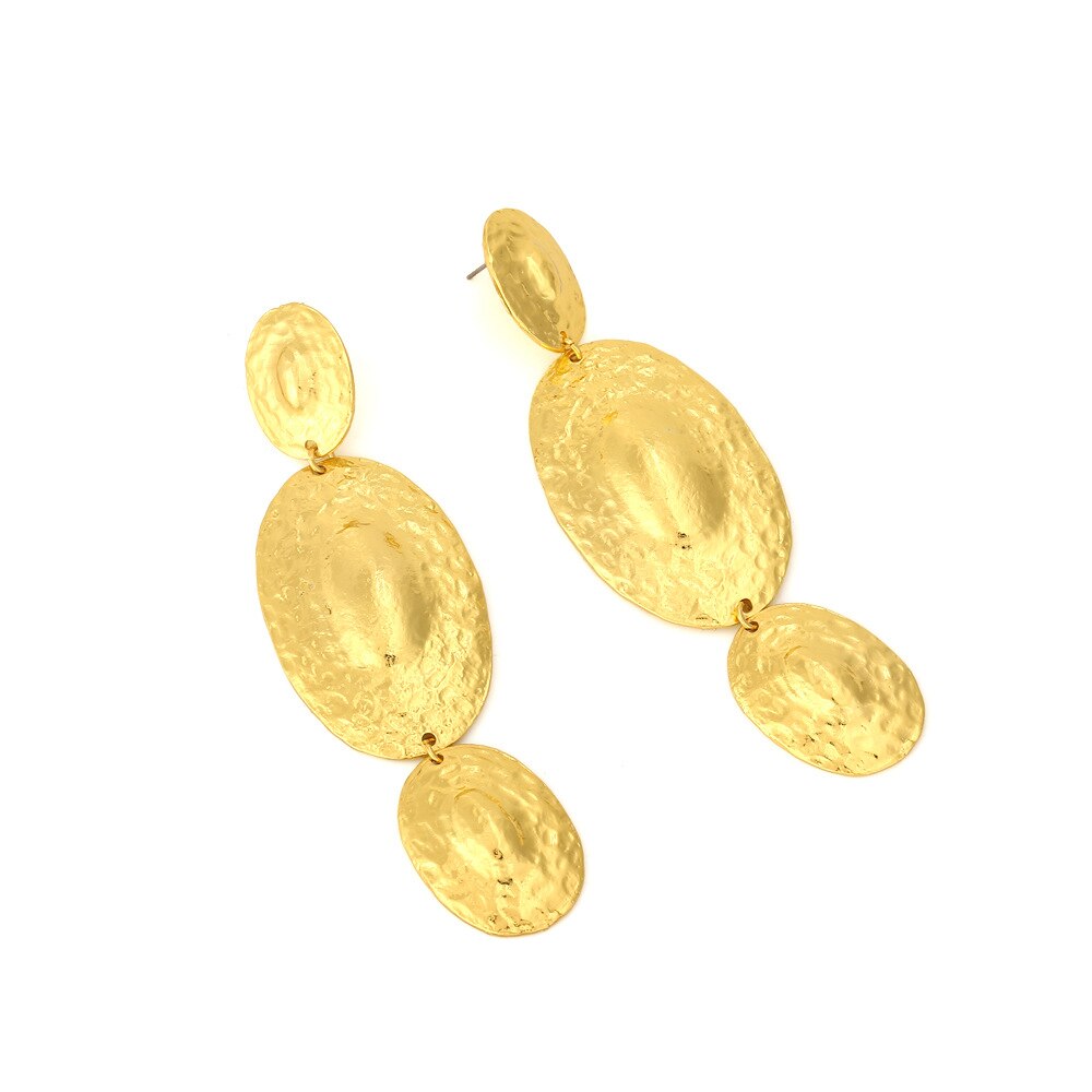 Pendientes Largos Vintage Ovalados en Dorado