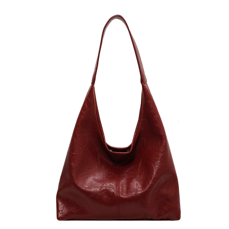 Bolso de hombro grande rojo vino de estilo vintage