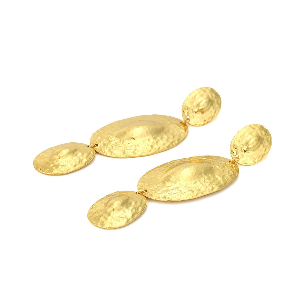 Pendientes Largos Vintage Ovalados en Dorado