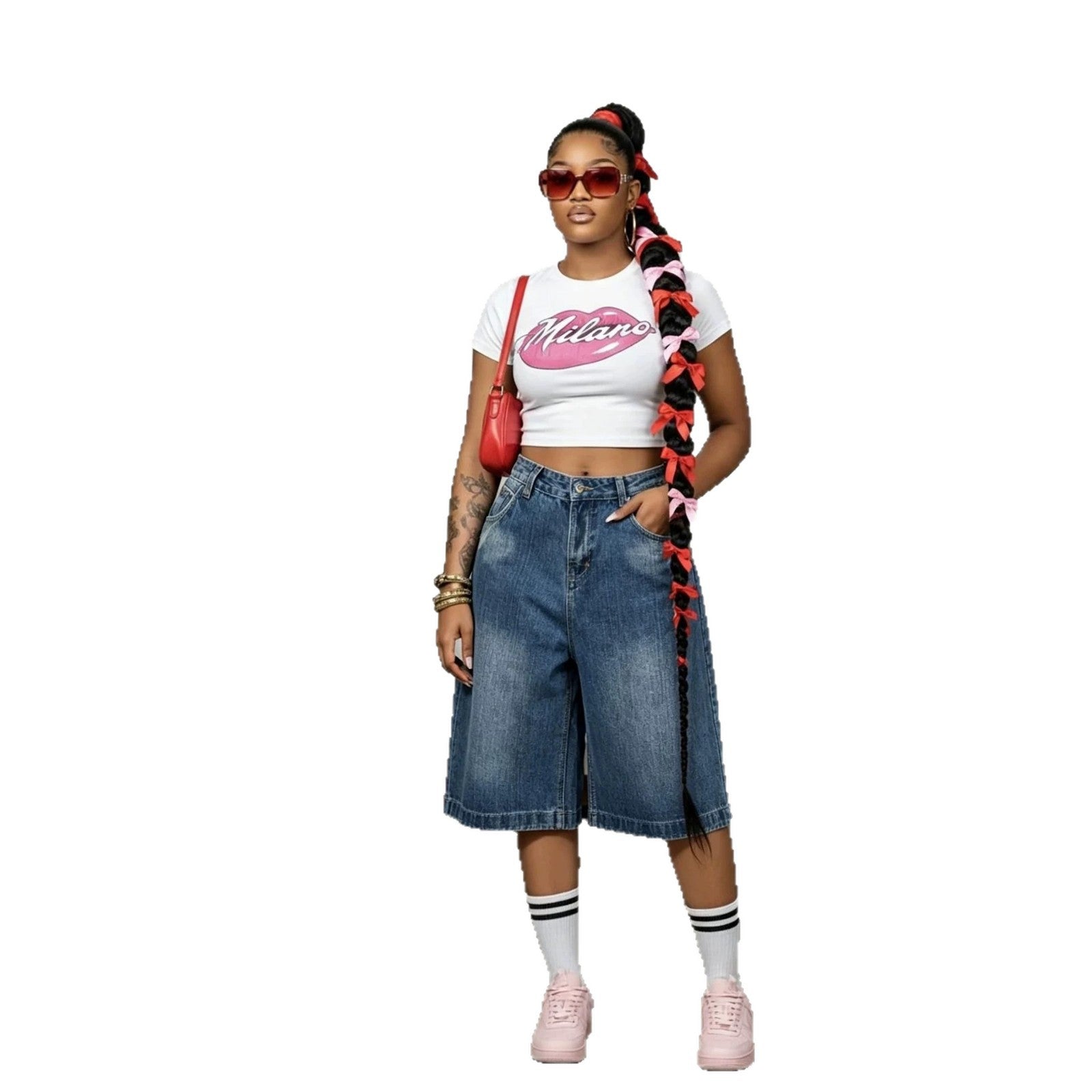 Shorts Vaqueros Desgastados Estilo Street con Ajuste Regulable