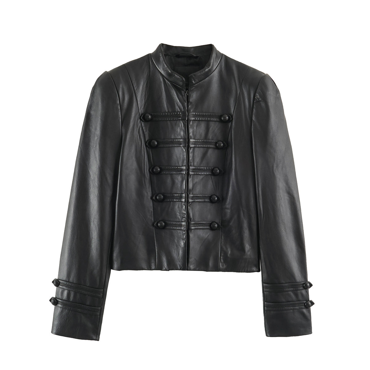Chaqueta Efecto Piel con Cuello Mao para Mujer
