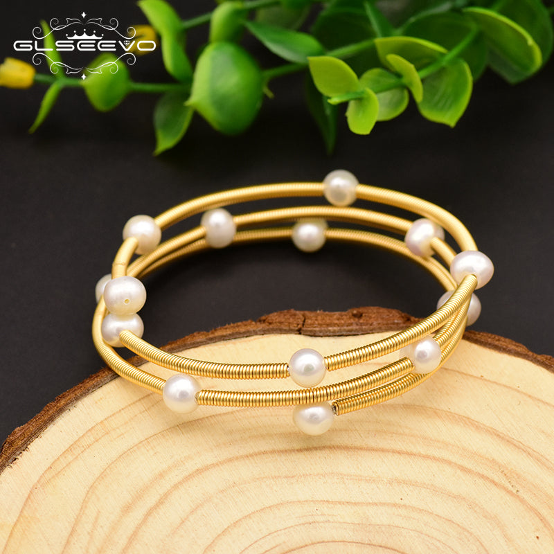 Pulsera de perlas de agua dulce ajustable