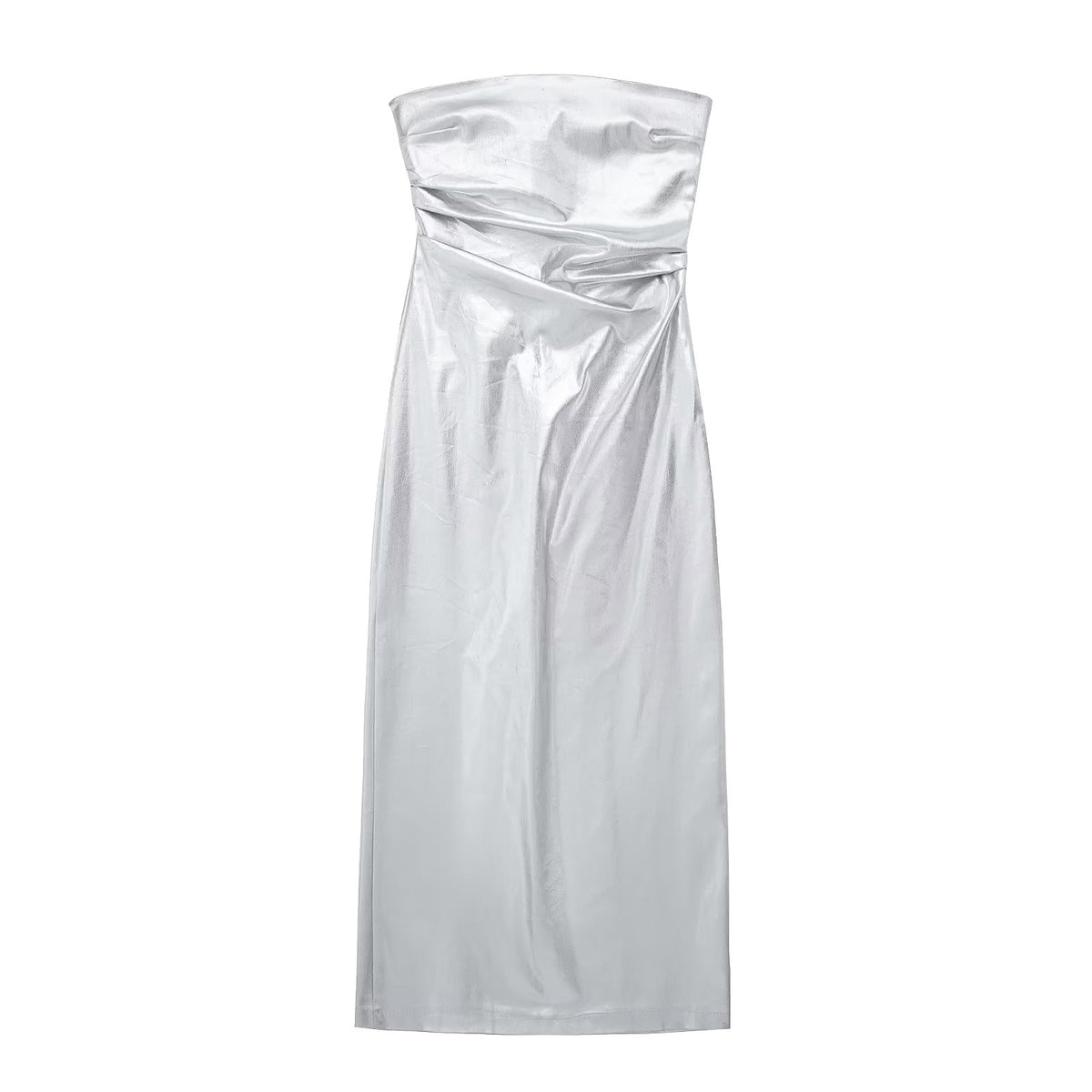Vestido Bodycon con Brillo Metálico y Hombros Descubiertos